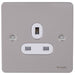 Schneider Ultimate Flat Plate Pearl Nickel 13A Single Unswitched Socket GU3250WPNAvailable from RS Electrical