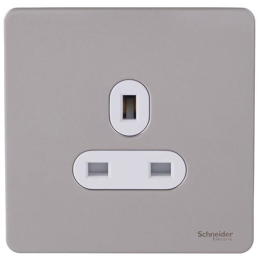 Schneider Ultimate Screwless Pearl Nickel 13A Single Socket GU3450WPNAvailable from RS Electrical