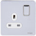 Schneider Ultimate Screwless Polished Chrome 13A DP Single Socket GU3410DWPCAvailable from RS Electrical Supplies