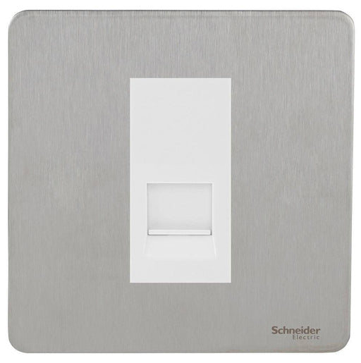 Schneider Ultimate Screwless Stainless Steel Secondary Telephone Socket GU7462MWSSAvailable from RS Electrical 