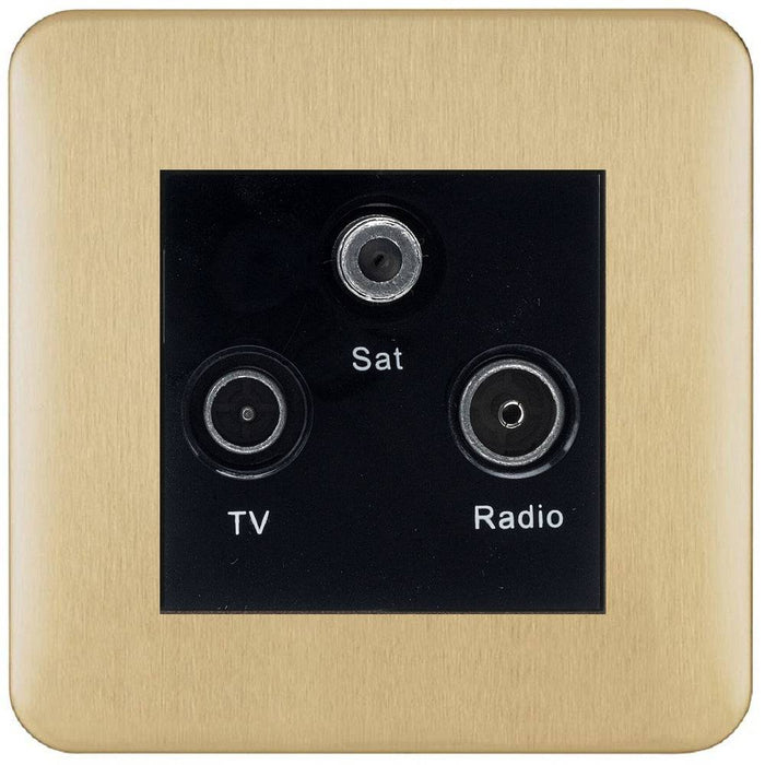 Schneider Lisse Deco Satin Brass TV/FM/SAT Socket GGBL7081MBSBAvailable from RS Electrical Supplies