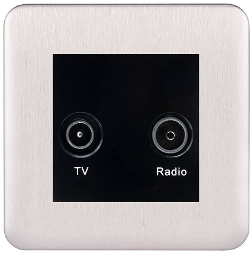 Schneider Lisse Deco Stainless Steel TV & FM Socket GGBL7020MBSSAvailable from RS Electrical 