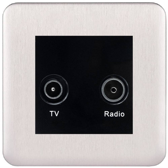 Schneider Lisse Deco Stainless Steel TV & FM Socket GGBL7020MBSSAvailable from RS Electrical 