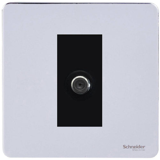 Schneider Ultimate Screwless Polished Chrome Satellite Socket GU7430MBPCAvailable from RS Electrical Supplies