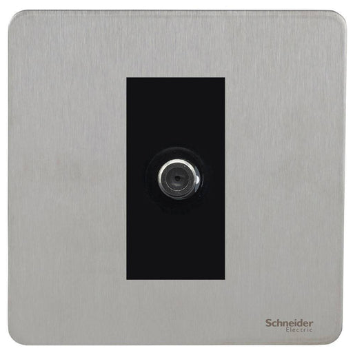 Schneider Ultimate Screwless Stainless Steel Satellite Socket GU7430MBSSAvailable from RS Electrical 