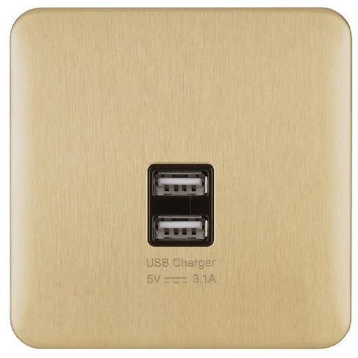 Schneider Lisse Deco Satin Brass USB Charger Socket GGBL70042BSBSAvailable from RS Electrical Supplies