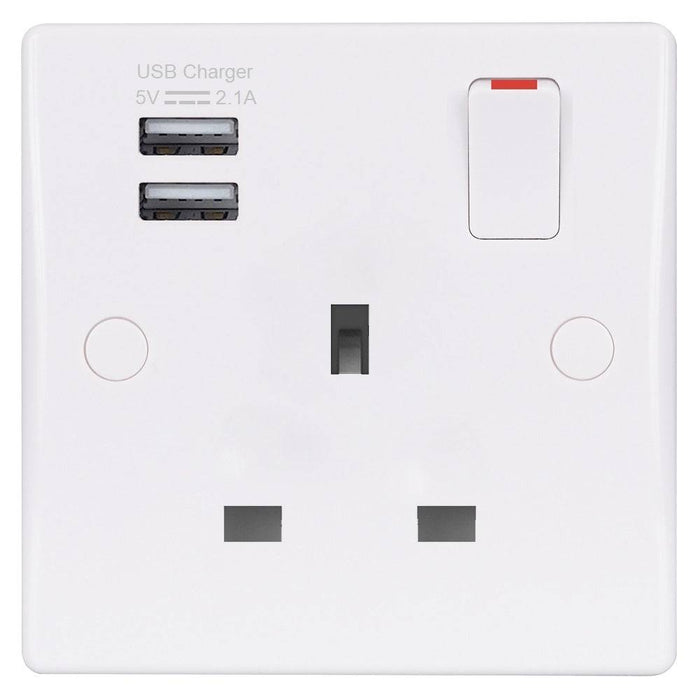 Schneider Ultimate Slimline White 13A Single USB Socket GGBGU30102USBAS